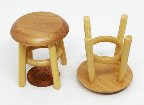 Dolls house small wood - wood, stools